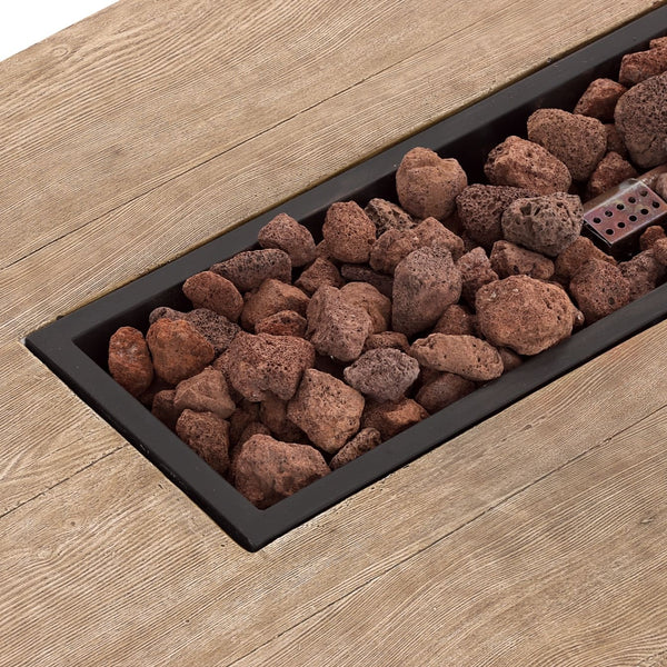 Rectangular 60" x 27.5" x 12" Timber Firepit w Lava Rock
