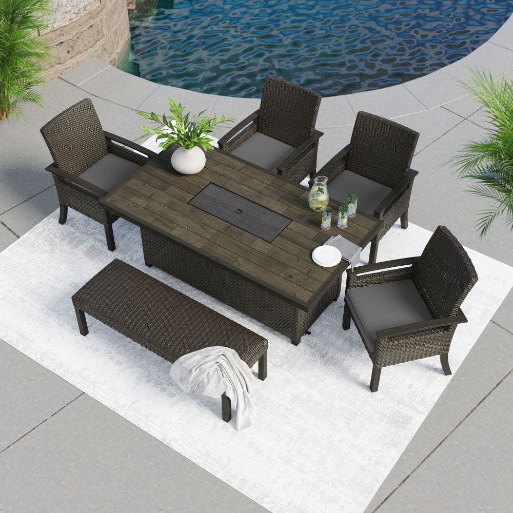 Las Palmas 6-Piece Fire Dining Set - Gray