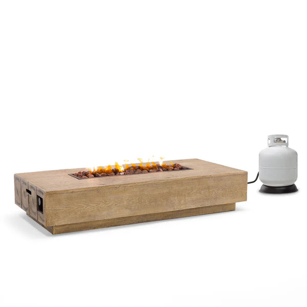 Rectangular 60" x 27.5" x 12" Timber Firepit w Lava Rock