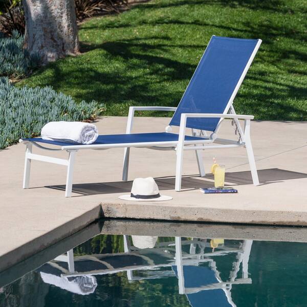 Alta Aluminum Navy Blue Sling Outdoor Patio Chaise Lounge