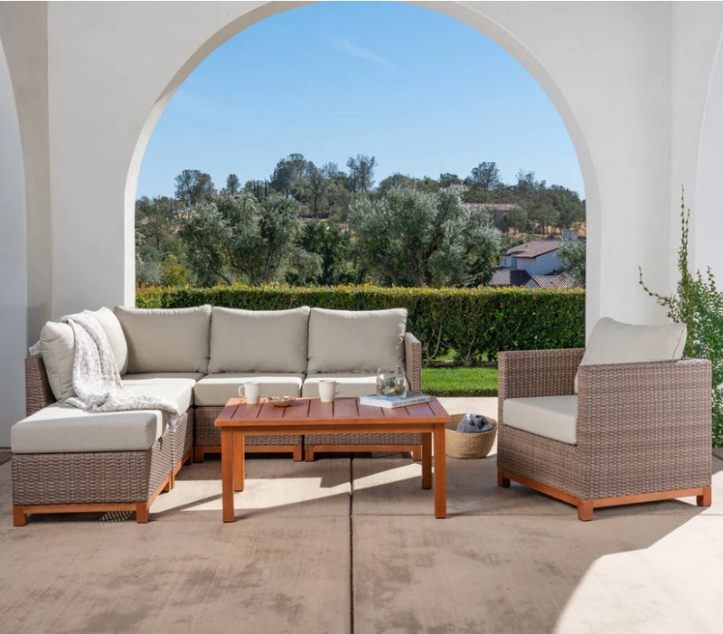 Savana 7 Piece Eucalyptus and Wicker Sectional